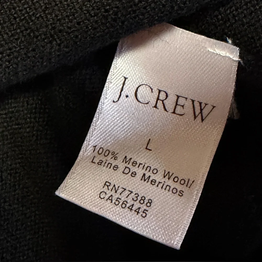 J Crew Merino Wool Sweater Pullover V-Neck Men's Large Black Preppy Casual Knit